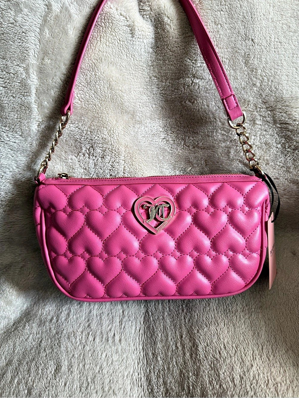 Juicy Couture Heart Quilted Shoulder Bag Pink